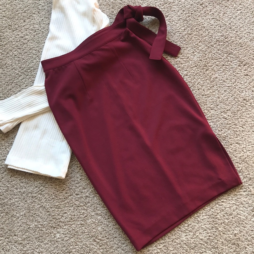 NWOT Express Maroon Midi pencil skirt size 2